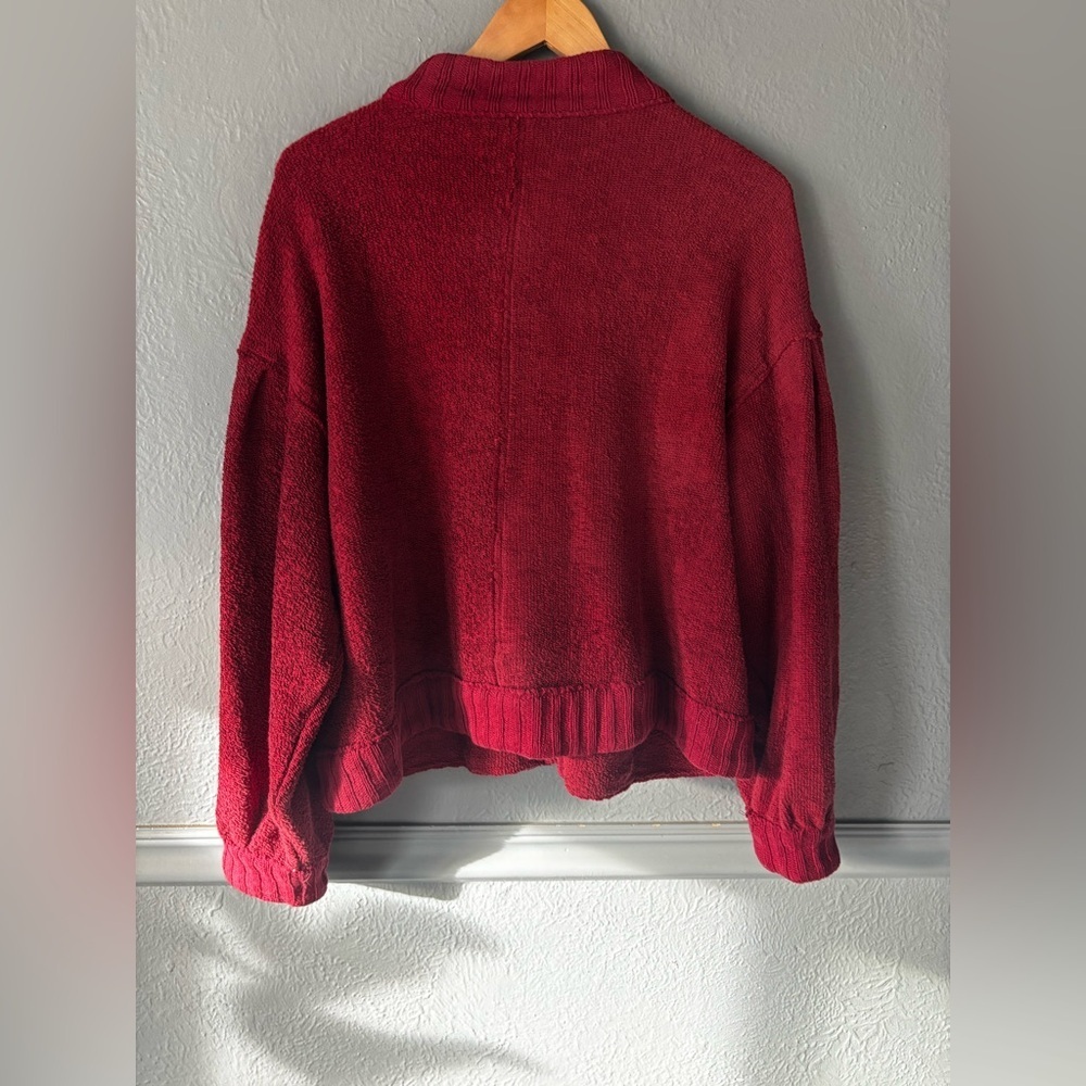 Burgundy Balloon Sleeve Button Front Cardigan XL - Picture 6 of 11